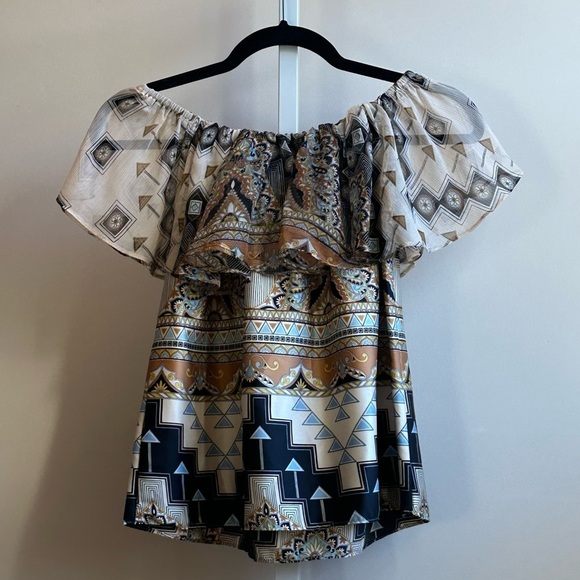 NWT MISA Graziela Top Sz Small Alhambra Mosaic Off Shoulder - Picture 3 of 7